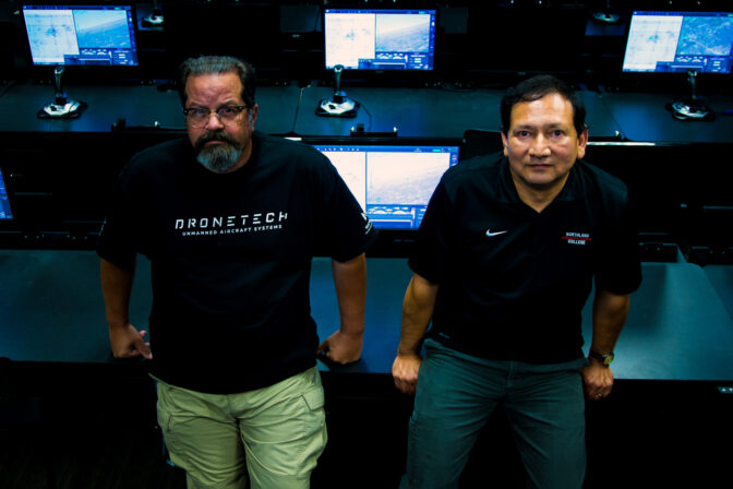 Geospatial Intelligence faculty members in computer lab